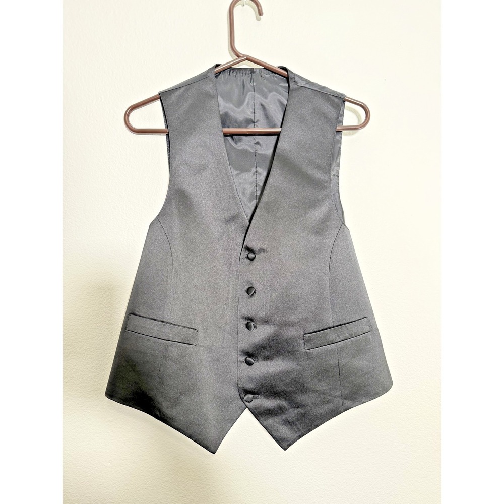 Men's Black Formal Dress Vest Waistcoat Unbranded Size S/M (See Measurements)